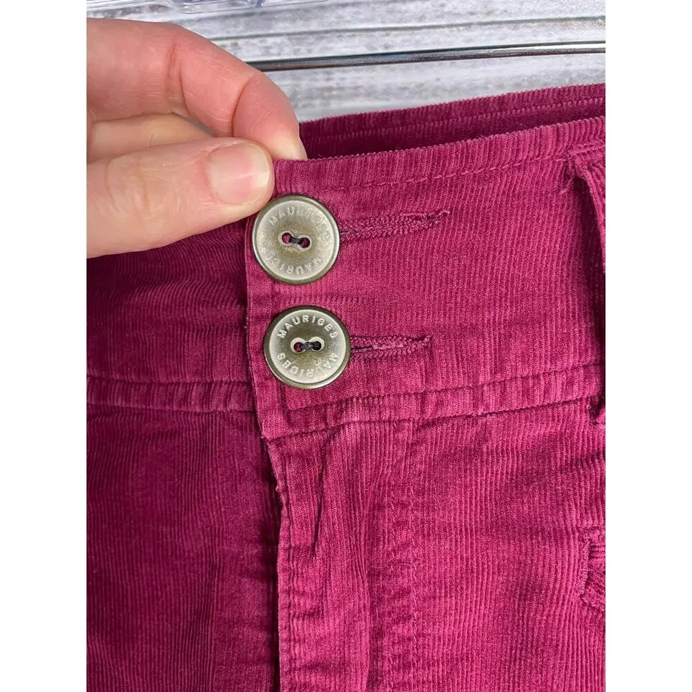 Vintage Maurices Corduroy Skirt Knee Length Denim Small Red Burgundy Y2K 2000s